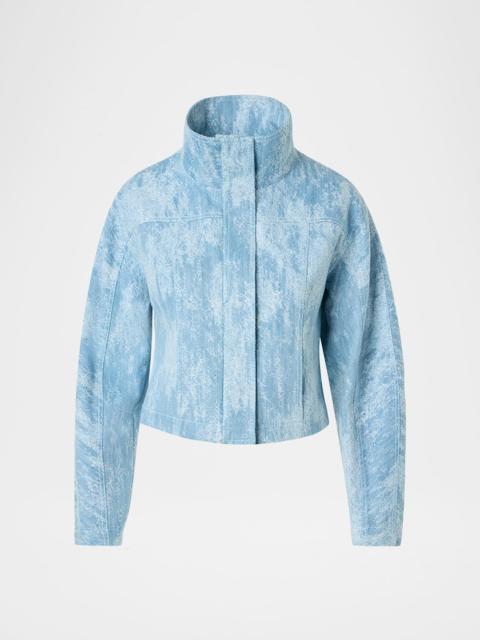 AKRIS Washed Jacquard Denim Zip Jacket