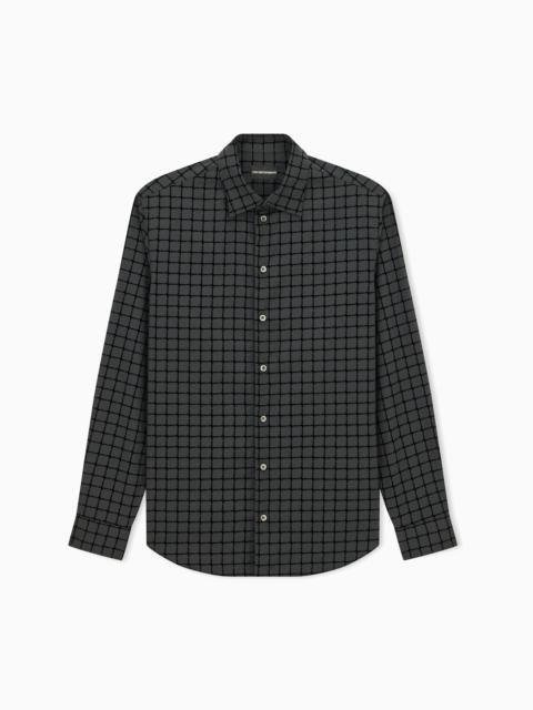 EMPORIO ARMANI SHIRT WITH A FLOCKED CHECK PATTERN