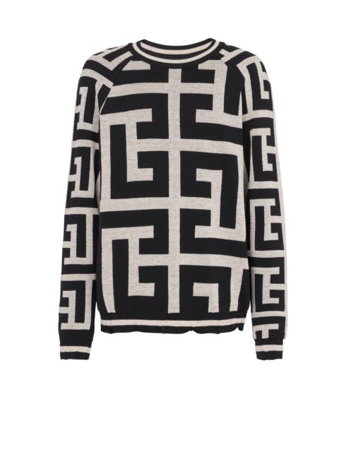 Wool sweater with maxi Balmain monogram