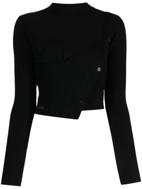 FENG CHEN WANG asymmetric ribbed-knit jumper