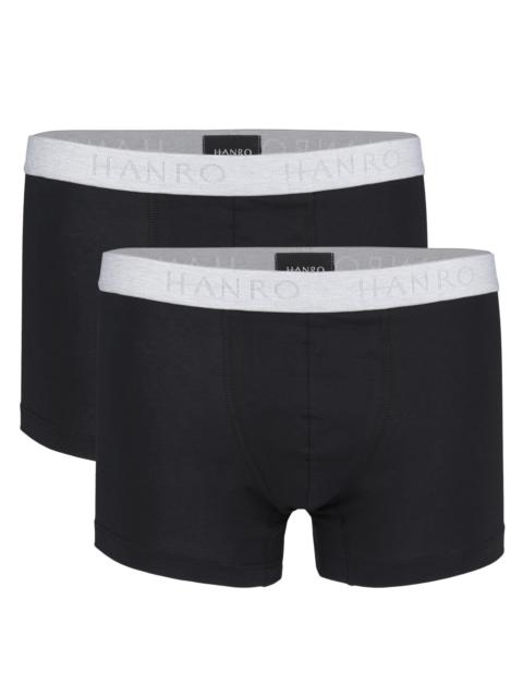 HANRO Cotton Essentials 2-Pack Boxer Briefs - Black
