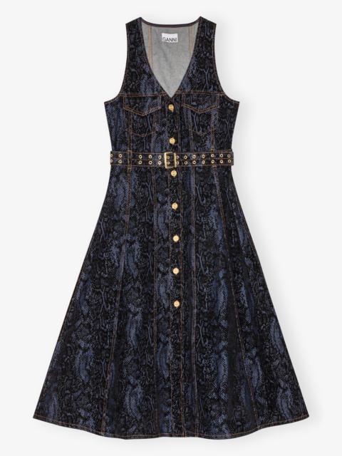 GANNI BLUE SNAKE PRINT DRESS