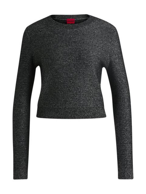 HUGO CROPPED SLIM-FIT SWEATER WITH SEQUIN EMBELLISHMENT