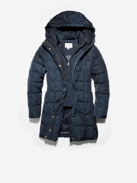 COLE HAAN Women's 32" Signature Hooded Taffeta Down Coat