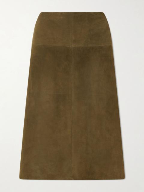 Proenza Schouler Irine suede midi skirt Forest green