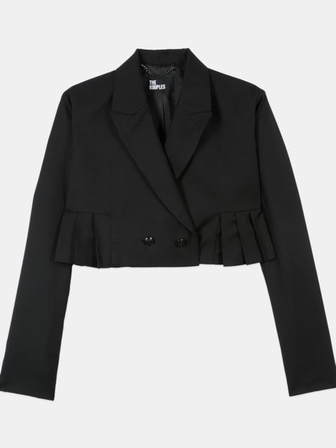 The Kooples SHORT BLACK WOOL-BLEND PLEATED JACKET