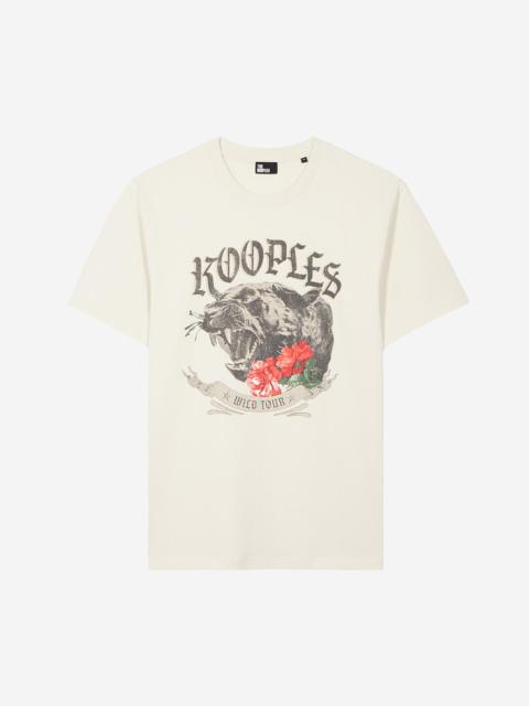 The Kooples T-SHIRT WITH BEIGE PANTHER SCREEN PRINT