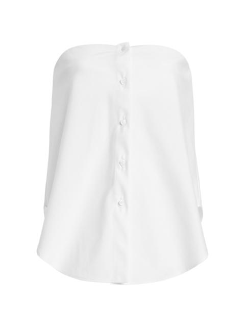 BRANDON MAXWELL The Shea  Strapless Cotton-Blend Top white
