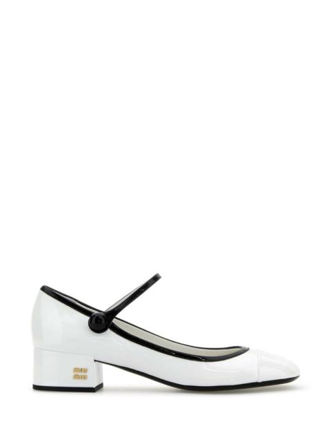 Miu Miu White Leather Pumps Bianconero Vitello Scarpe Con Tacco
