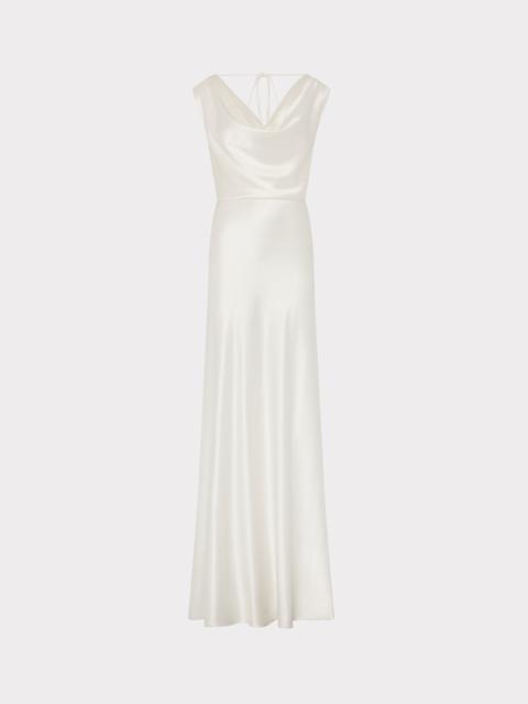 MILLY Hammered Satin Cowl Neck Gown