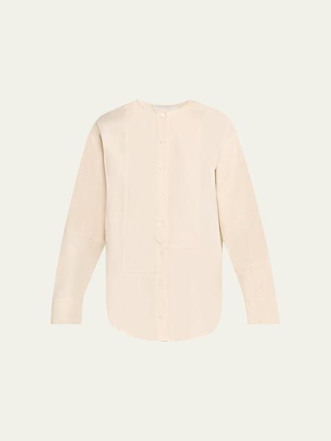 3.1 Phillip Lim Collarless Cotton Poplin Shirt