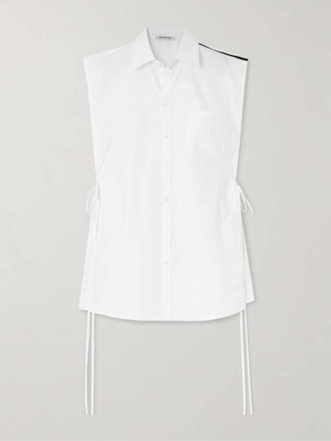 Peter tie-detailed cotton-poplin blouse