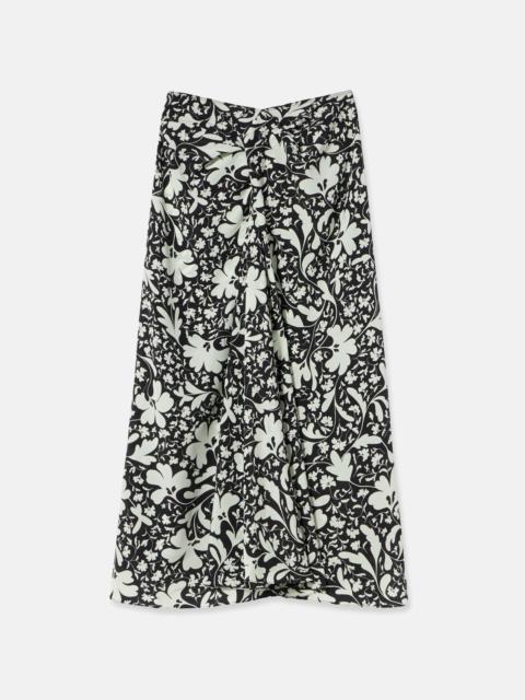 Forest Floral Print Silk Skirt