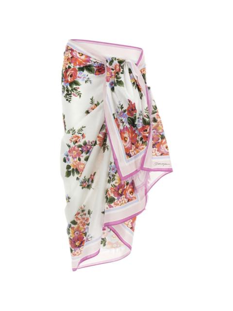 Dolce & Gabbana bouquet fringed sarong beach cover-ups