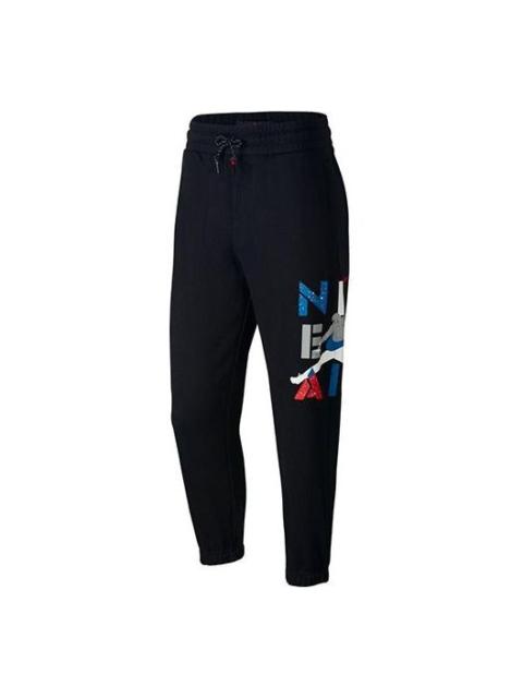 Jordan Air Jordan Mens Legacy 4 Pants Alphabet Printing Casual Sports Long Pants Black CQ8303-010