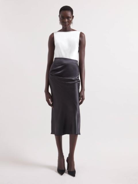 NINA RICCI Black Asymmetrical Satin Skirt