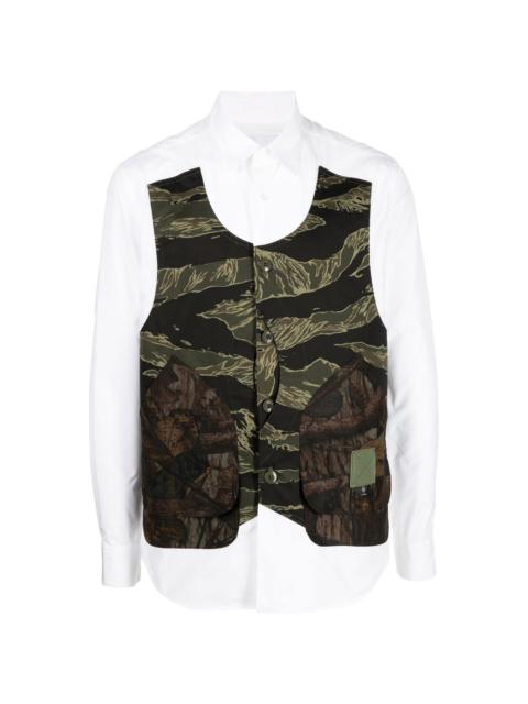 Fumito Ganryu camouflage-print panel shirt