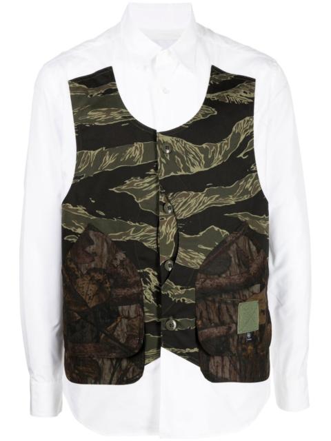 Fumito Ganryu camouflage-print panel shirt