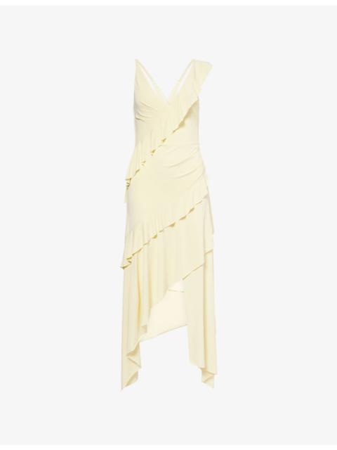 BEC + BRIDGE Marnie Asymmetric Stretch-Woven Midi Dress