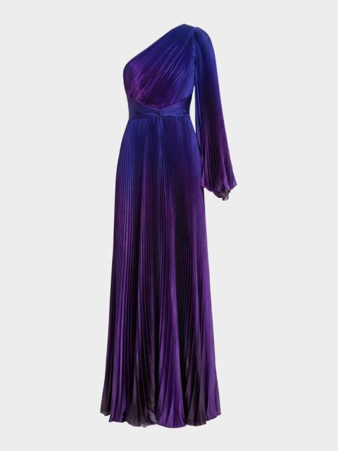 MAC DUGGAL Pleated Charmeuse Ombré Gown