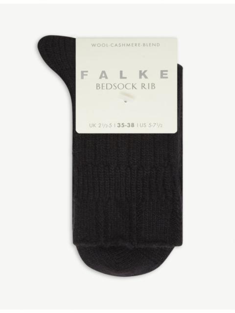 FALKE Bedsock ribbed knitted wool-blend socks