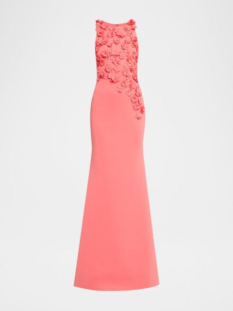 BADGLEY MISCHKA 3D Floral Scuba Gown