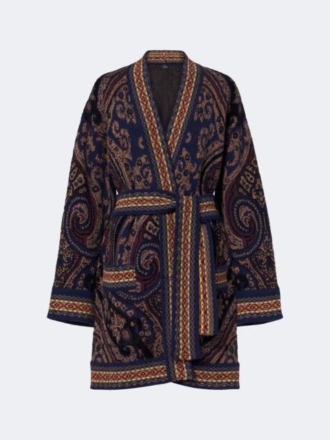 Etro Jacquard wool-blend wrap cardigan