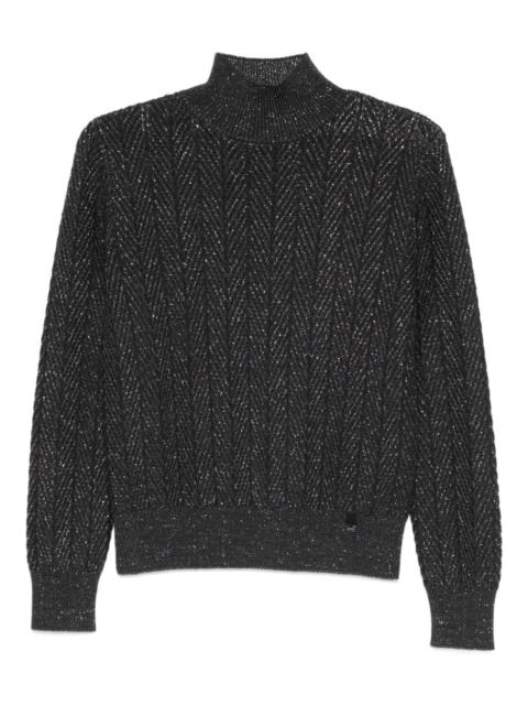 Herno herringbone high-neck knitwear