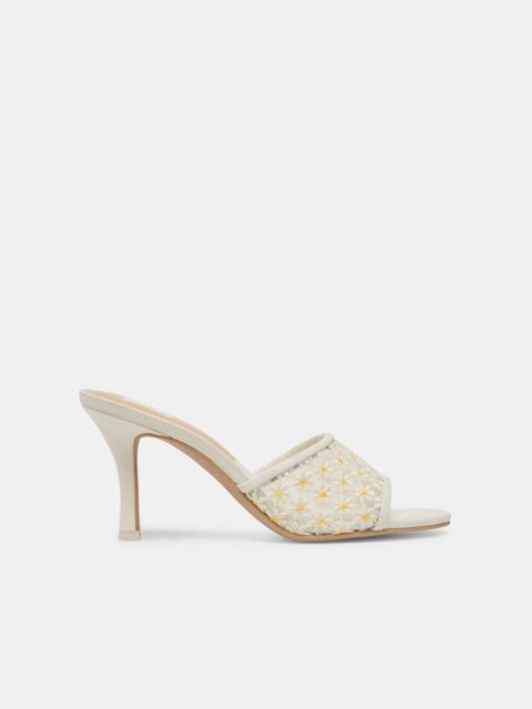 dolce vita LAVENA FLORAL HEELS WHITE YELLOW FLORAL MESH