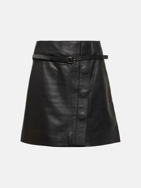 Wrap leather miniskirt