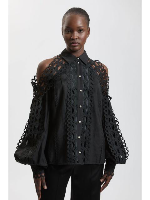 KAREN MILLEN Tape Detail Cold Shoulder Woven Blouse