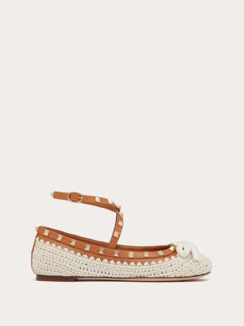 Valentino ROCKSTUD BALLERINA WITH CROCHET EMBROIDERY