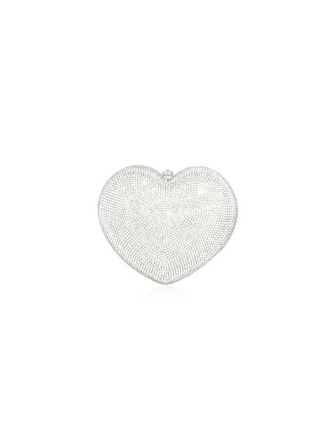 JUDITH LEIBER Petit Coeur L'amour Prosecco Crystal Clutch silver