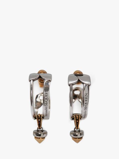 Alexander McQueen Safety Pin And Stud Hoop Earrings in Gold/silver