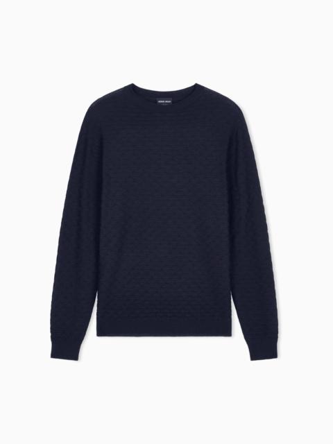 GIORGIO ARMANI SWEATER WITH REGULAR FIT IN VIRGIN WOOL WITH TRIANGLE WEAVE