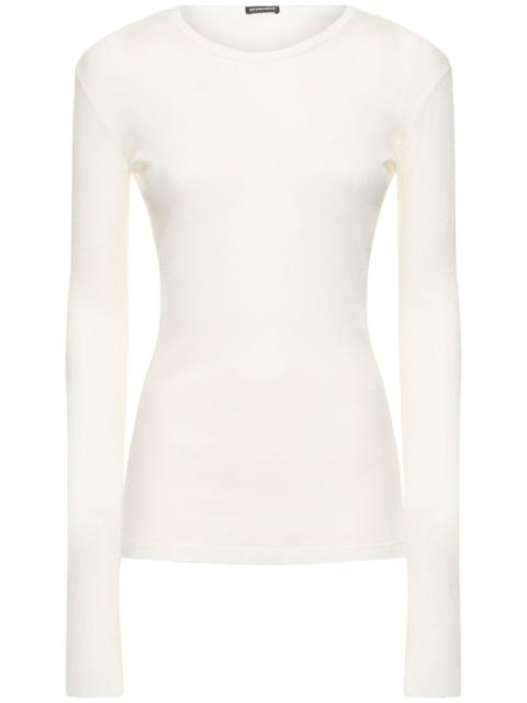 Fiene ribbed cotton long sleeve top