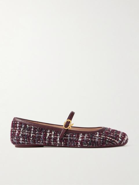 Gianvito Rossi Carla Leather-trimmed Tweed Mary Jane Ballet Flats
