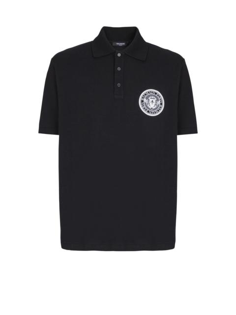 Balmain Cotton polo shirt with "Coin" print