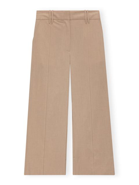 GANNI BEIGE DRAPEY MELANGE CROPPED PANTS