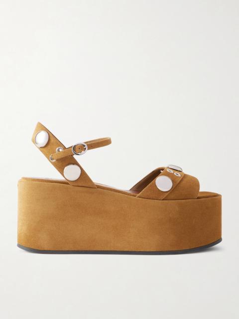 Valentino Nellcôte Embellished Suede Platform Sandals