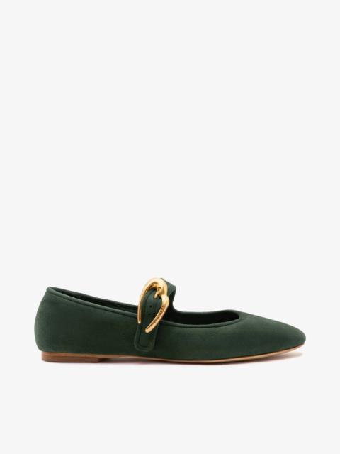 Larroudé Verona Ballet Flat Deep Olivine Suede