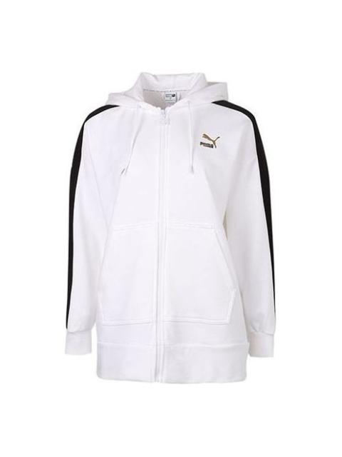(WMNS) PUMA Full-Zip Sleeve Striped Jacket 'White Black' 531278-02