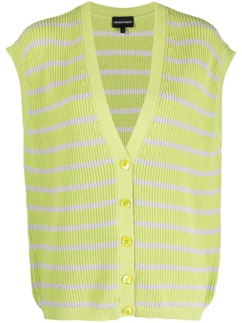 EMPORIO ARMANI horizontal-stripe print knitted top