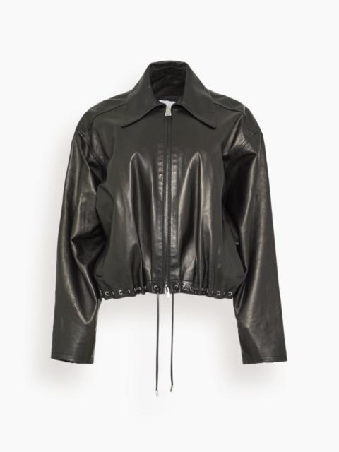 BRANDON MAXWELL The Leland Leather Jacket in Black
