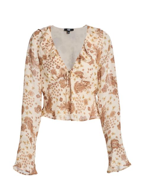 PAIGE Women's Delamar Paisley Silk Blouse - Ecru Multi