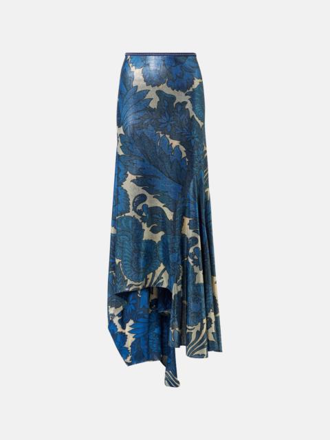 Etro Printed asymmetric lamé maxi skirt