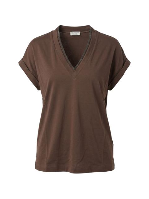 Brunello Cucinelli monili-trimmed V-neck T-shirt