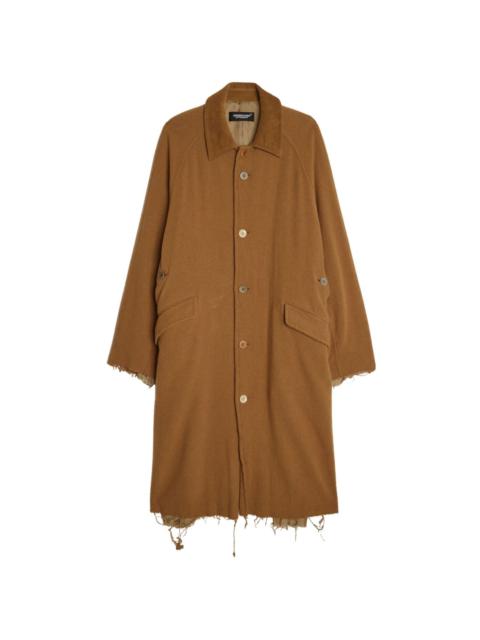 raw-cut edge wool coat