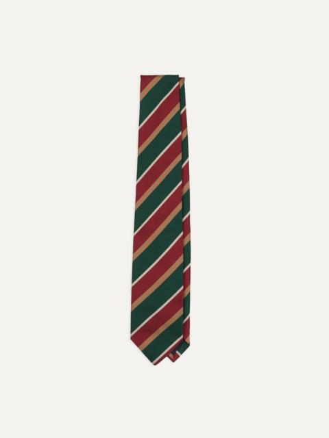 Drake's Green, Red and Gold Multi Stripe Silk Tipped Tie