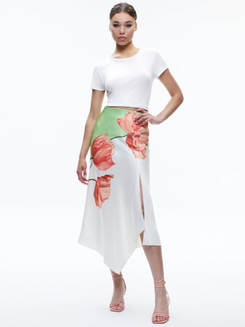 Alice + Olivia HARMONY DRAPEY SLIT ASYMMETRIC SKIRT